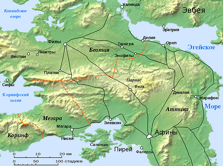карта Беотии